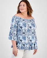 Style & Co Plus Printed Convertible Top