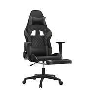 vidaXL Gaming Chair with Footrest Black and Gray Faux Leather