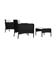vidaXL 5 Piece Patio Lounge Set with Cushions Poly Rattan