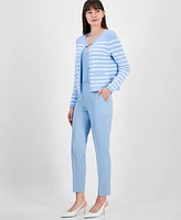 Tahari Asl Women's Striped Button-Front Cardigan