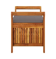 Patio Storage Bench with Cushion 35.8" Solid Wood Acacia