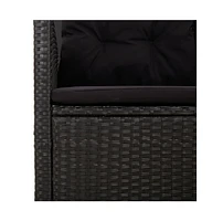 Reclining Patio Bench with Cushions Black 68.1" Poly rattan