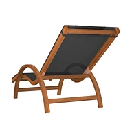 vidaXL Sun Lounger with Pillow Textilene and Solid Wood Poplar