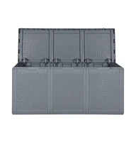 vidaXL Patio Storage Box Gray Pp Rattan 71.3 gal