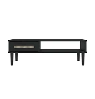vidaXL Coffee Table Senja Rattan Look Black 39.4"x21.7"x13" Solid Wood