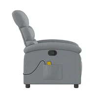 Massage Recliner Chair Light Gray Fabric