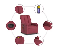 Massage Recliner Chair Wine Red Fabric