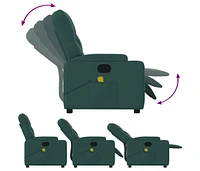 Massage Recliner Chair Dark Green Fabric