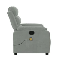 vidaXL Massage Recliner Chair with 6-Point Vibration Massage and Convenient Side Pocket, Light Gray Velvet Rocker, Adjustable Backrest & Footrest Loun