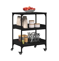 vidaXL Kitchen Trolley Black 23.6"x16.1"x31.7" Engineered Wood