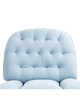 360 Swivel Recliner Adjustable Chair Chenille Glider Swivel Reclining Sofa Chair with Black Metal Round Base - Blue