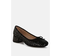 Rag & Co Ningen Leopard Print Block Heel Ballerinas