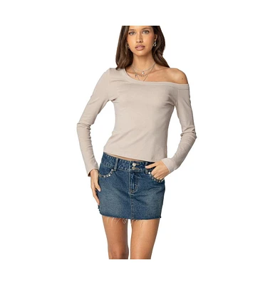 Edikted Womens Adelaine Asymmetric Top