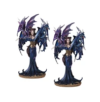 Fc Design "2-pc Set" 10.25"H Blue Fairy with Two Dragons Figurine Statue Ornament Home Room Office Decor and Perfect Ideas for Housewarming, Holidays