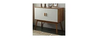 Slickblue Mid-Century Modern Console Table Storage Cabinet with Solid Wood Legs