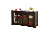Slickblue Espresso Sideboard Buffet Dining Kitchen Cabinet with 2 Glass Sliding Doors