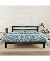 Slickblue Heavy Duty Metal Platform Bed Frame with Headboard and Wood Slats