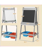 Qaba Double Sided Art Easel for Toddlers with board & Chalkboard