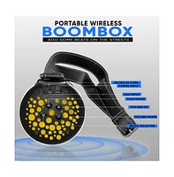 Pyle Portable Bluetooth BoomBox Stereo Radio with Rechargeable Battery, Fm Radio, MP3 Reader