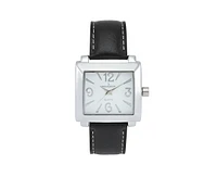 Peugeot Women's Square 35x40mm Easy Read Big Face Watch with Leather Band