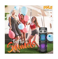 Pyle Portable Bluetooth Pa Speaker & Microphone System with Led Lights, MP3/Usb Reader, Fm Radio
