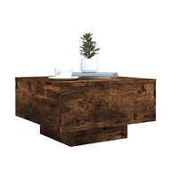 vidaXL Coffee Table with Led Lights Smoked Oak 21.7"x21.7"x12.2"