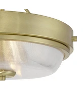 Regency Hill Carmine 13" Modern Semi Flush-Mount Ceiling Light Fixture Kitchen Foyer Hallway Round Brass Finish Glass Bedroom Bathroom Entryway Living
