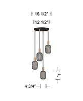 Possini Euro Design Coburn 16 1/2" Modern Pendant Chandelier Ceiling Light Fixture Dining Room Over Table Kitchen Island Foyer Hanging Multi-Light Bla