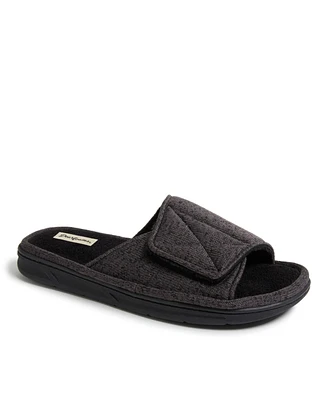 Dearfoams Men's Chase Marled Knit Adjustable Shower Slide House Slipper