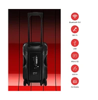 Pyle Portable Pa Speaker with Bluetooth, Led Lights, Rechargeable Battery, Fm/Usb/Sd & Wireless Microphone