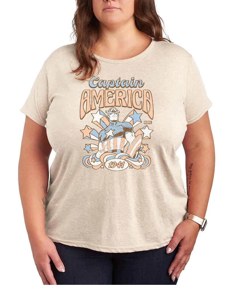 Hybrid Apparel Plus Captain America Graphic Crew Neck Tee