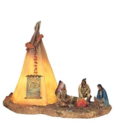 Fc Design "2-pc Set" 8"W Native Americans with Led Lighting Indian Teepee Tipi Figurine Statue Ornament Home Room Office Decor and Perfect Ideas for H