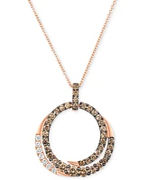 Le Vian Chocolate Diamond & Nude Diamond Interlocking Circle Adjustable 20" Pendant Necklace (1-1/20 ct. t.w.) in 14k Rose Gold