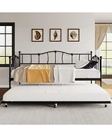 gaomon Metal Daybed with Trundle Bed