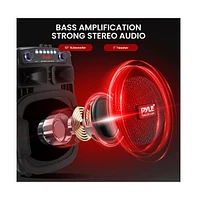 Pyle 12” Bluetooth Portable Pa Speaker with Wired Microphone, Party Lights, MP3/Usb/Fm Radio & Rechargeable Battery