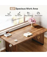 Tribesigns 63-Inch Executive Desk, Large Home Office Desk, Simple Modern Computer Desk, Wood Writing Desk Work Desk for Home Office, Study