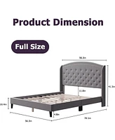 gaomon Strong Wood Slat Support Bed Frame with Button Tufted