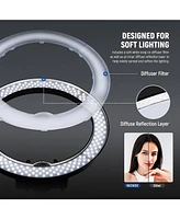 Neewer Ring Light 18inch Kit: 55W 5600K Professional Led with Stand and Phone Holder, Soft Tube & Bag for Tattoo Lash Extension Barber Makeup Artist S