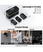 Neewer CM28 Wireless Lavalier Microphone System with Charging Case, 1 Click Noise Canceling, 4GB Storage for 9Hrs of 48KHz 16 Bit Uncompressed Audio L
