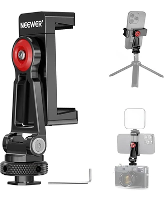 Neewer Metal Phone Tripod Mount with Cold Shoe Mounts, Freely Adjustable Joints Universal Phone Holder Compatible with iPhone 15 Pro Max Samsung Galax