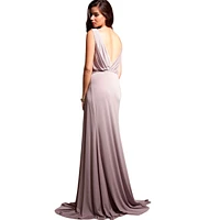 Pia Gladys Perey Women's Machine Washable None Iron Wrinkle Free Maxi V-Neck Bridesmaids Dress