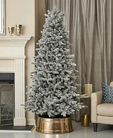 Seasonal 7ft Palmetto Pine Flocked Tree, 450 Dual Led Lights