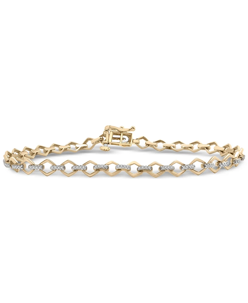 Diamond Pave Round Link Bracelet (1/4 ct. t.w.) in 14k Gold-Plated Sterling Silver, Exclusively at Macy's