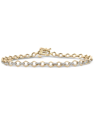 Diamond Pave Round Link Bracelet (1/4 ct. t.w.) in 14k Gold-Plated Sterling Silver, Exclusively at Macy's