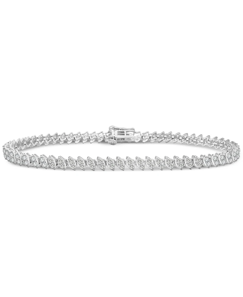 Diamond Double Stone Tennis Bracelet (2 ct. t.w.) in 10k White Gold, Exclusively at Macy's