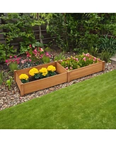 Casafield Outdoor Raised Garden Bed - Wooden Planter Box for Vegetables, Grass, Lawn, and Yard - 96 x 28 x 10, Natural
