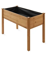 Casafield Outdoor Raised Garden Bed - Elevated Wood Planter Box with Legs and Liner for Vegetables, Lawn, and Yard, 48 x 24 x 30, Natural