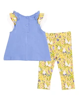 Rare Editions Baby Girl Bunny Applique Top and Pant, 2-Piece Set