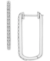 Diamond Open Rectangle Small Hoop Earrings (1/2 ct. t.w.) 14k Yellow or White Gold, Created for Macy's