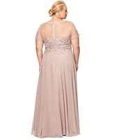 Xscape Plus Beaded Chiffon Gown